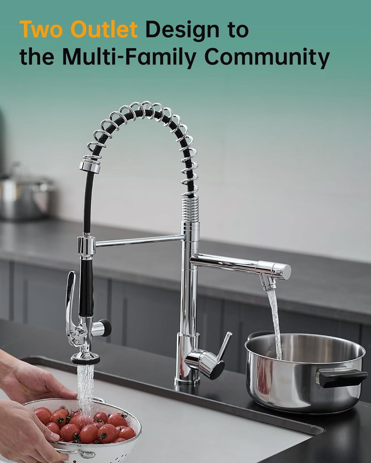 Commercial Chrome Pull-Down Kitchen Faucet with Sprayer and Single Handle