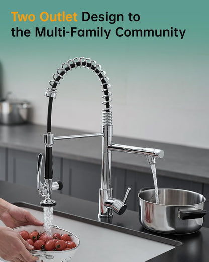 Commercial Chrome Pull-Down Kitchen Faucet with Sprayer and Single Handle