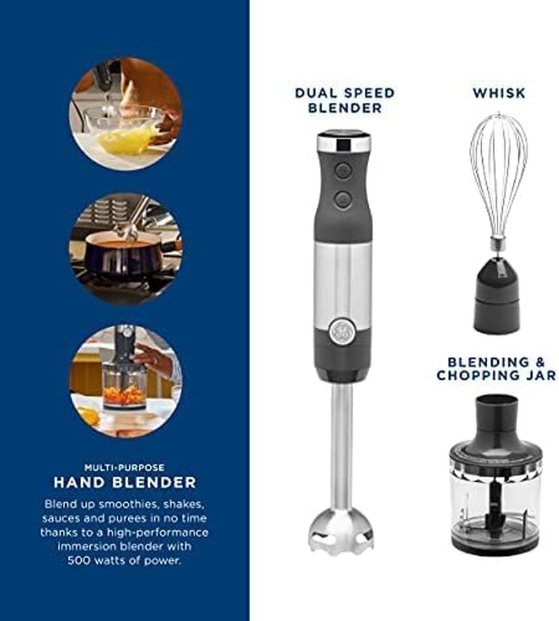 GE Premium Immersion Blender – Multifunction Hand Blender System for Mixing, Blending and Whisking with Easy-Clean Design