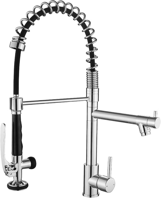 Commercial Chrome Pull-Down Kitchen Faucet with Sprayer and Single Handle