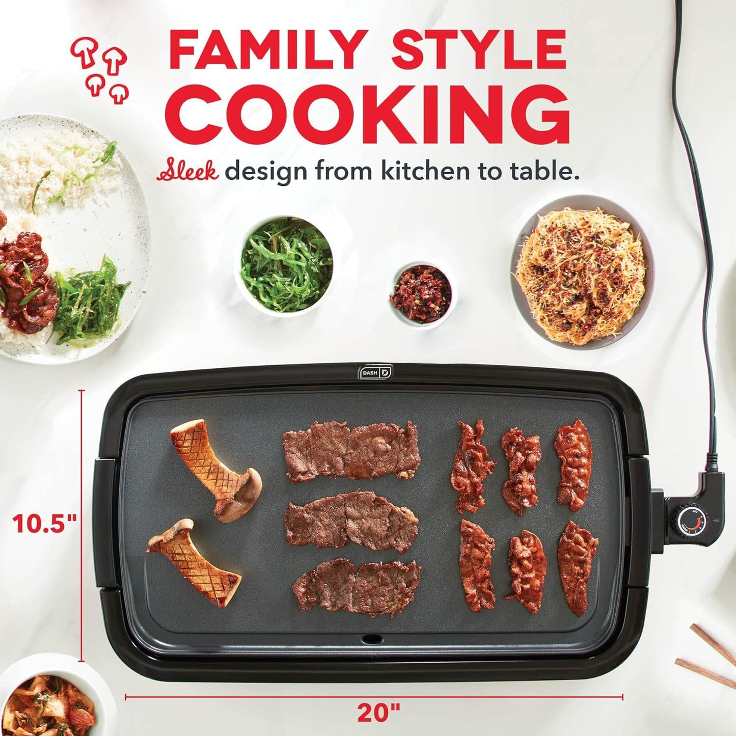 DASH Electric Cooking Griddle – Easy-Clean Nonstick Plate for Home Kitchen