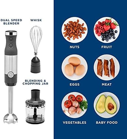 GE Premium Immersion Blender – Multifunction Hand Blender System for Mixing, Blending and Whisking with Easy-Clean Design