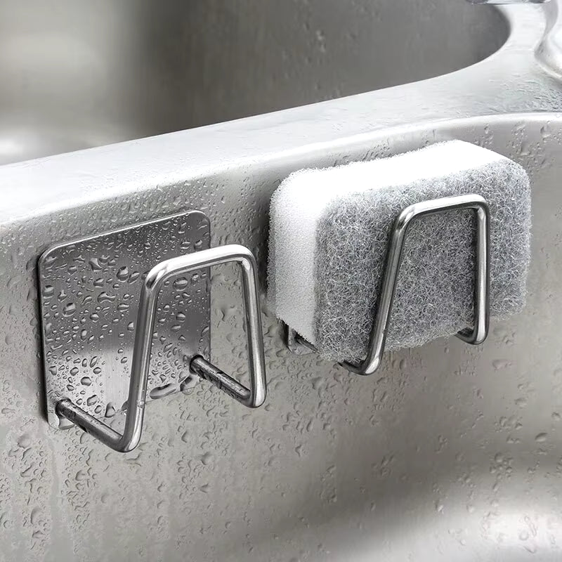 Stainless Steel Sink Sponge Rack for Efficient Draining and Storage of Kitchen Supplies