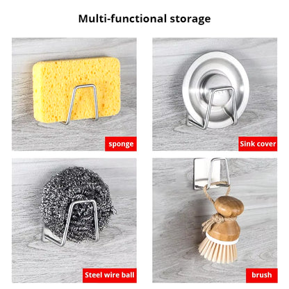 Stainless Steel Sink Sponge Rack for Efficient Draining and Storage of Kitchen Supplies